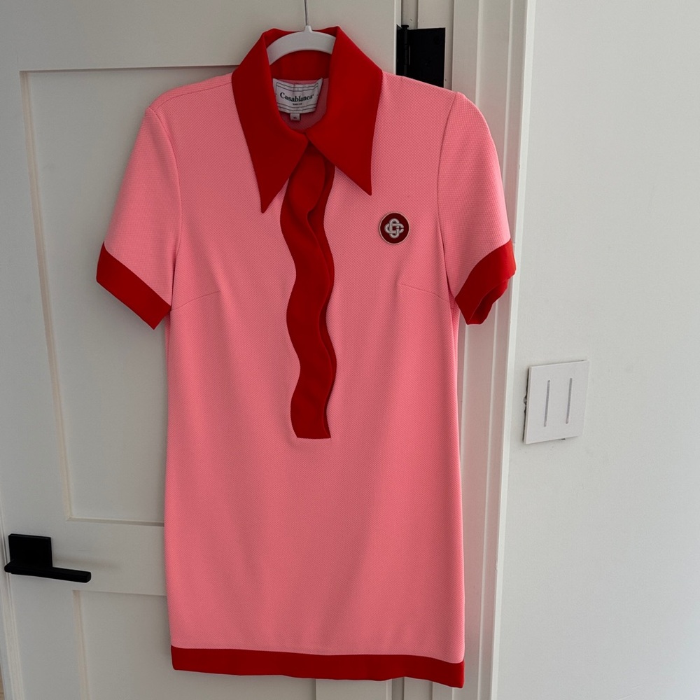 CASABLANCA Paris pink wave polo dress XS